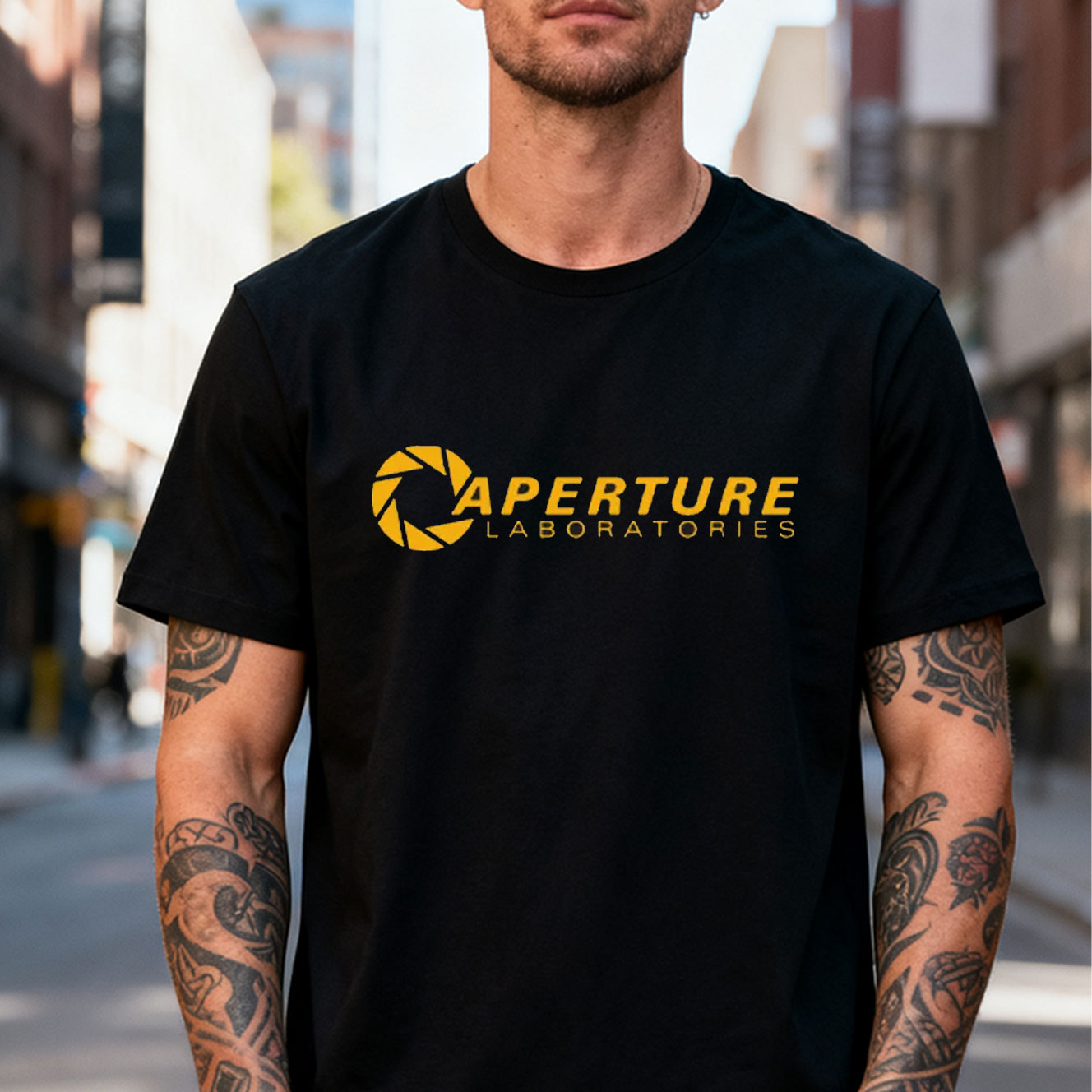 Retro Gaming Logo - Men's Cotton T-shirt Aperture Laboratories T-Shirt