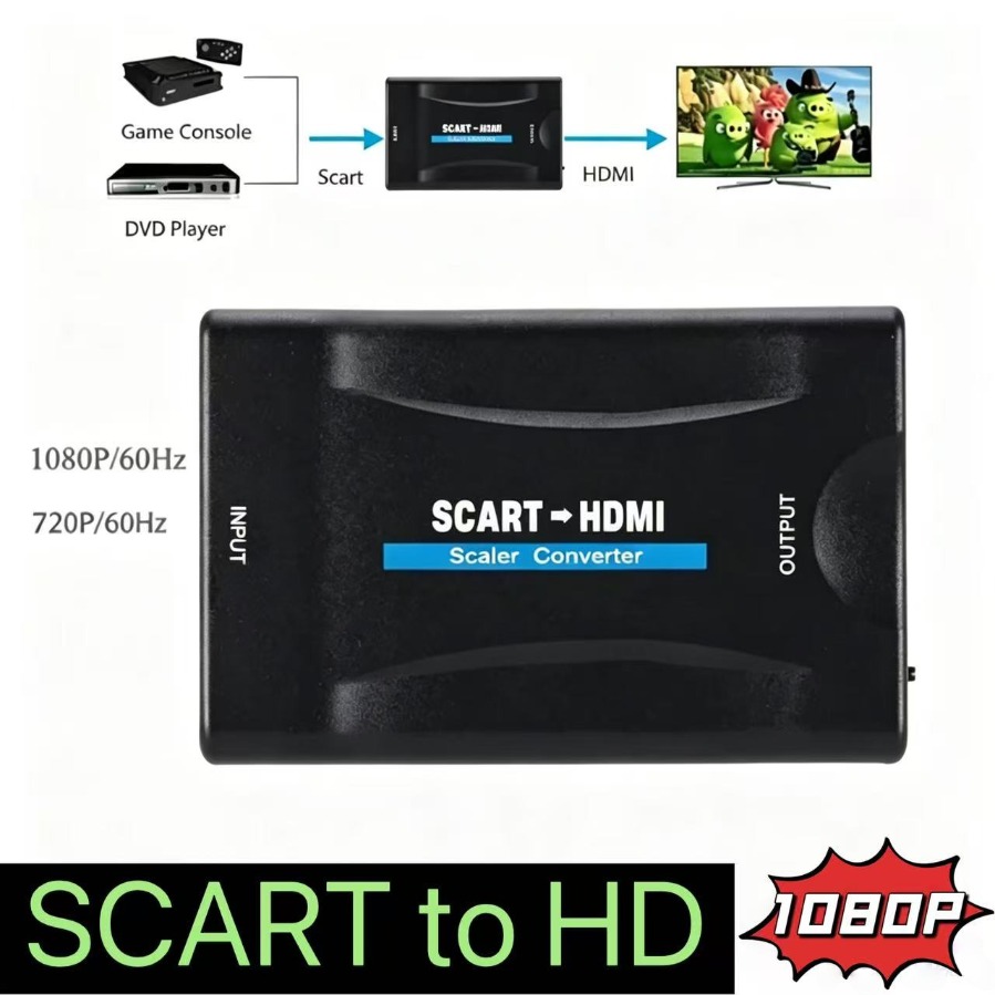 Scart To Hdmi - Full HD 1080P SCART to HDMI-compatible
