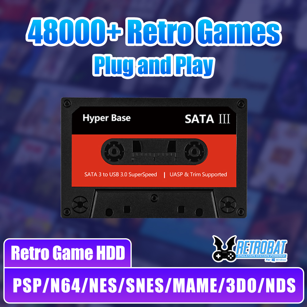 Retro Gaming Hard Drive - Batocera 500G Game Hard Drive Built-in
