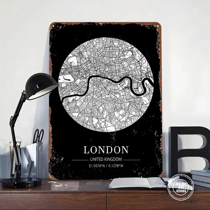 London City Map Tin Plaque Pos - Retro Gaming In London recension och pris