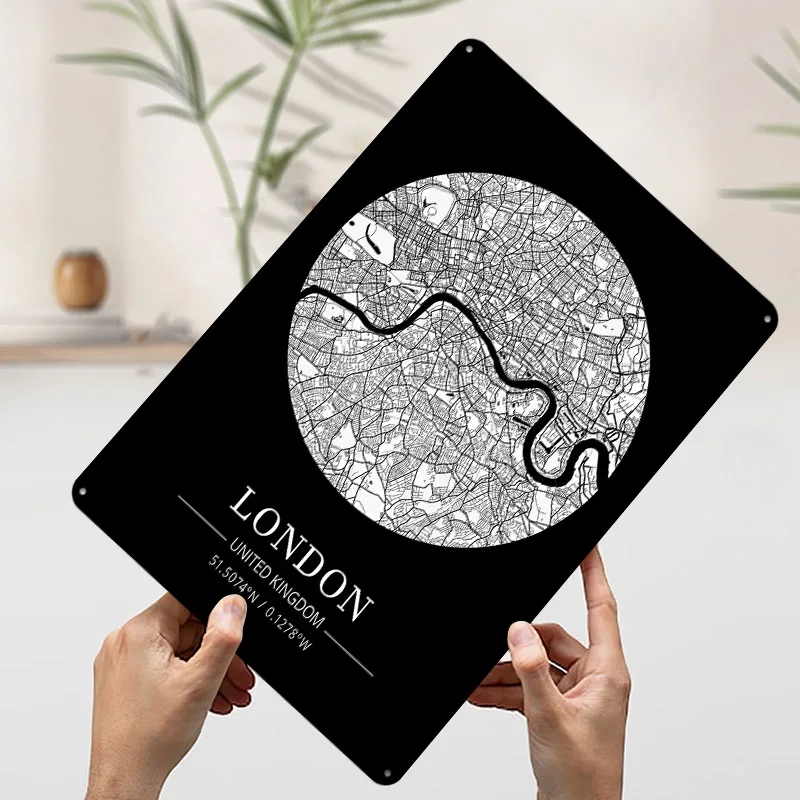 London City Map Tin Plaque Pos - Retro Gaming In London recension och pris