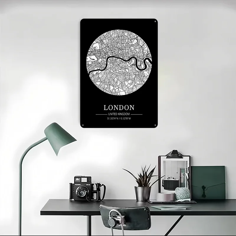 London City Map Tin Plaque Pos - Retro Gaming In London recension och pris