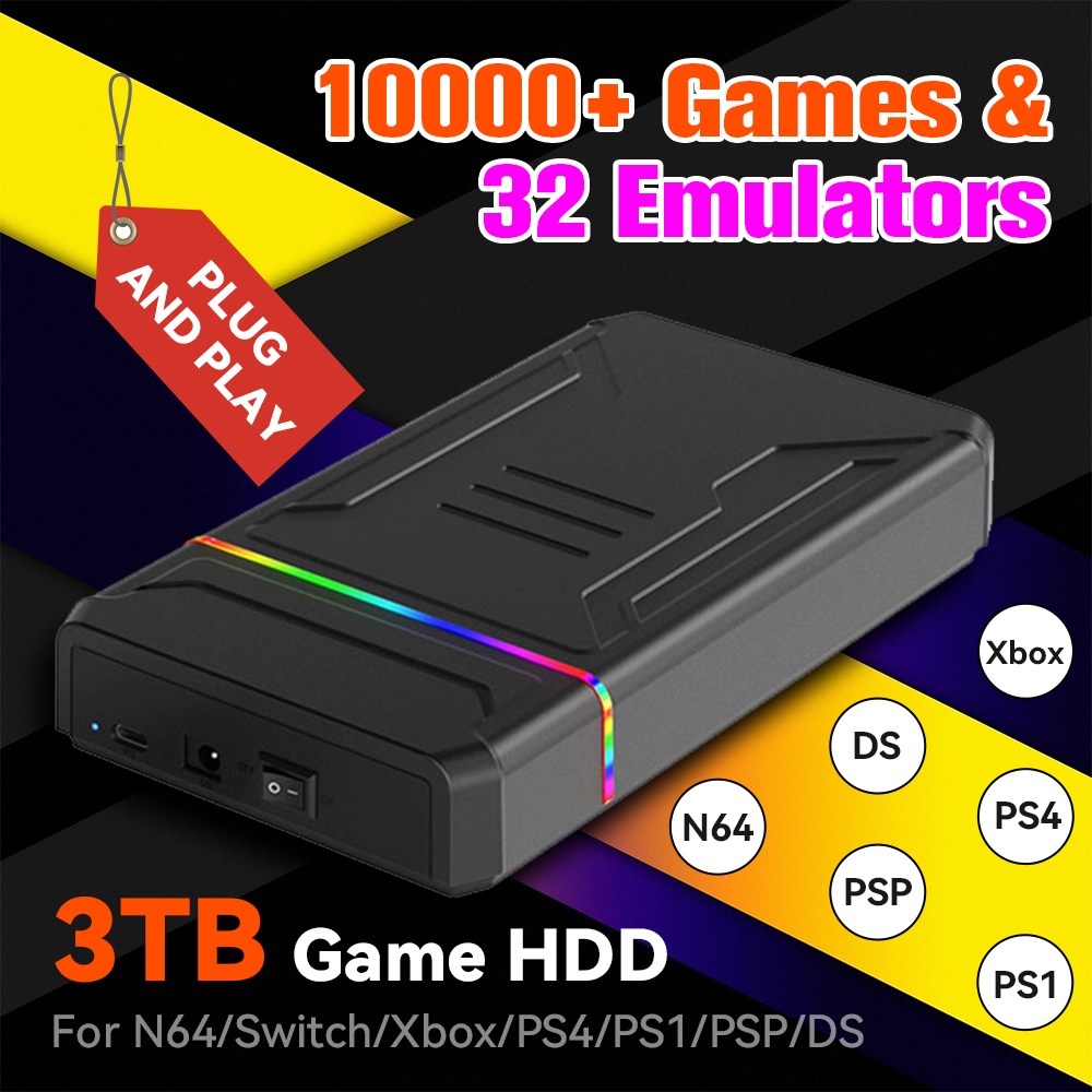 3TB External Retro Game HDD Em - Retro Gaming Hard Drive recension och pris