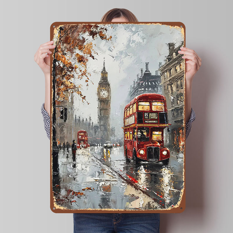 London Bus Charm Metal Poster  - Retro Gaming In London recension och pris