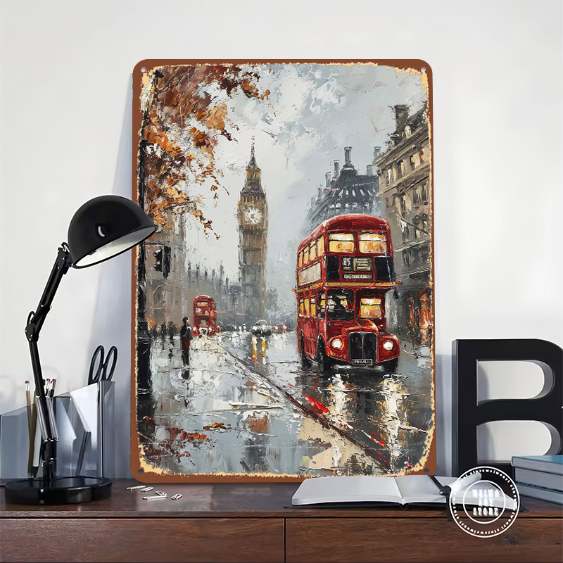 London Bus Charm Metal Poster  - Retro Gaming In London recension och pris